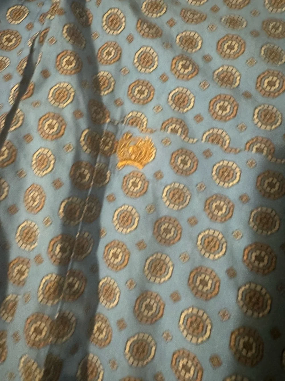 Cinch Blue Short-Sleeve Button Down Shirt with Circular Print - Picture 2 of 4